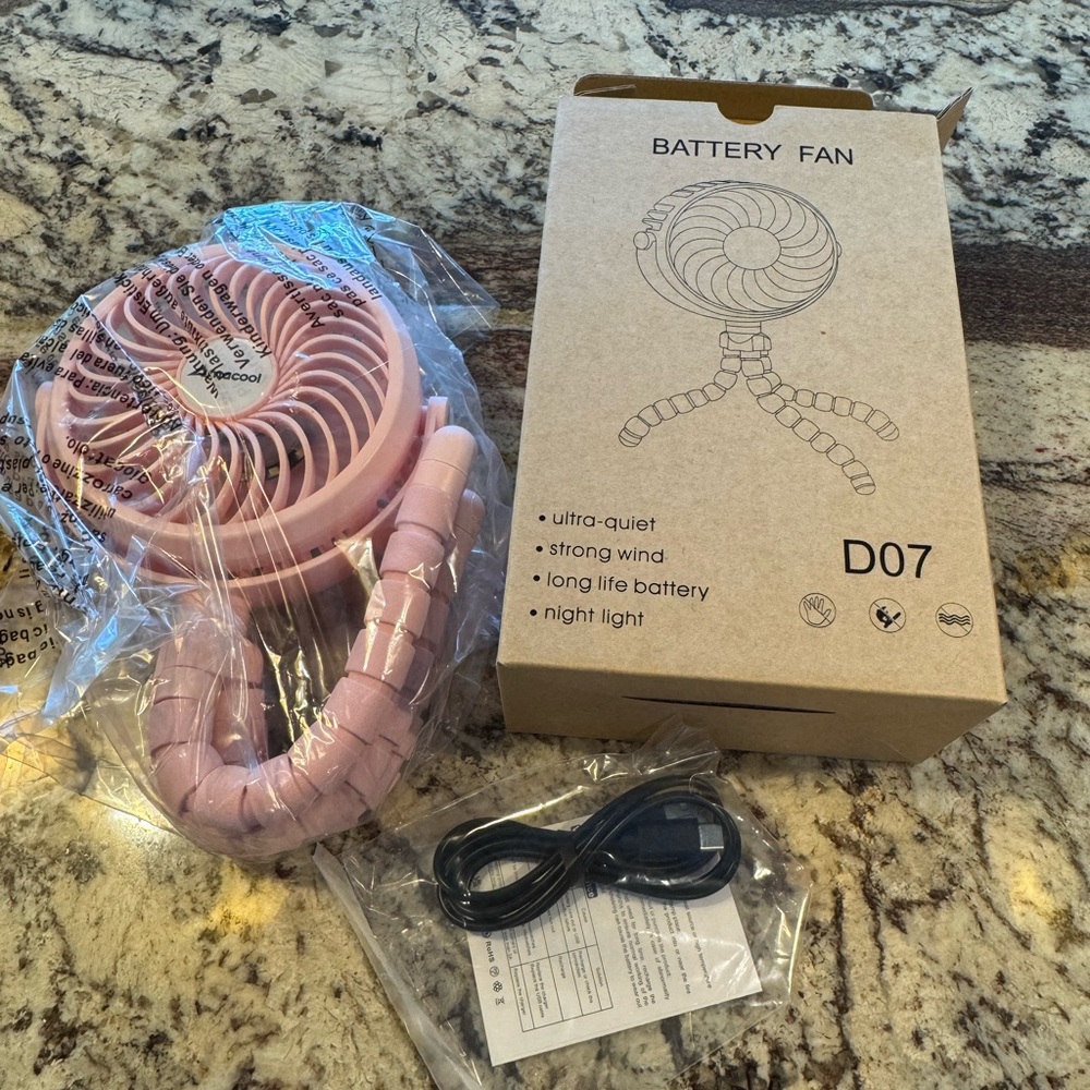 Pink Battery Fan by